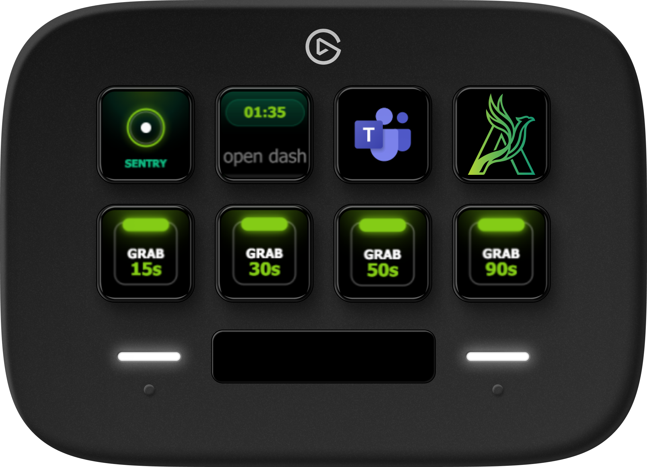 Arise Flashback — Stream Deck Neo with SENTRY, session timer, and GRAB capture keys